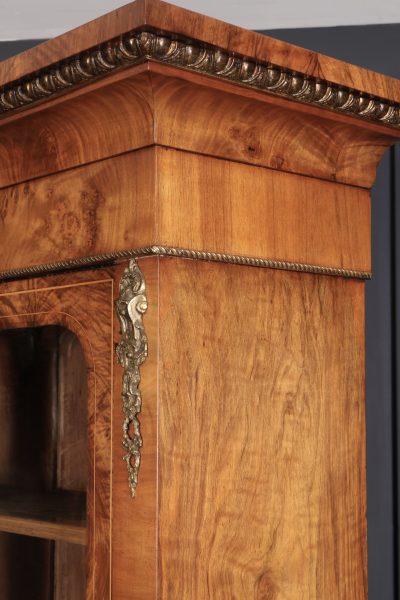 Figured Walnut Marquetry Inlaid Glazed Bookcase - Image 15