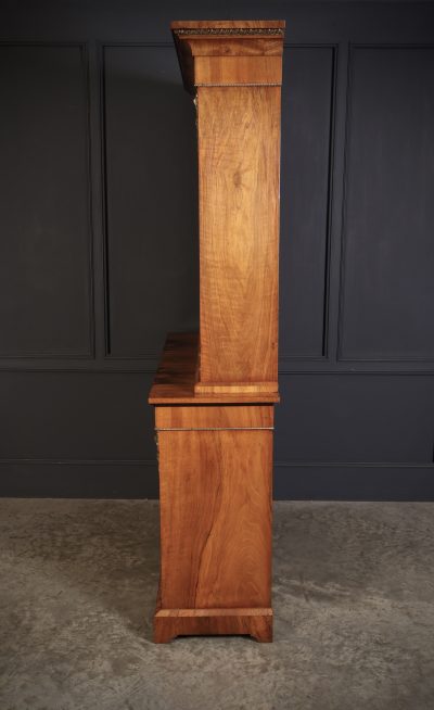 Figured Walnut Marquetry Inlaid Glazed Bookcase - Image 16