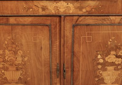 Figured Walnut Marquetry Inlaid Glazed Bookcase - Image 9