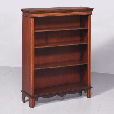 Neat-Sized Inlaid Mahogany Sheraton-Style Edwardian Open Bookcase - Image 2