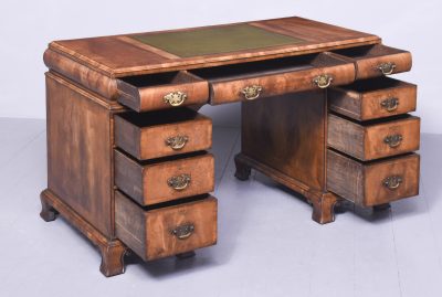 Early Georgian-Style Walnut Freestanding Kneehole Writing Desk - Image 8