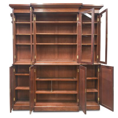 Early Victorian Mahogany Four Door Breakfront Cabinet Bookcase - Image 9