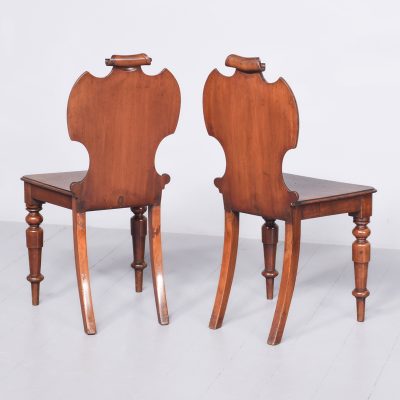 Quality Pair of Victorian Mahogany Shield Back Hall Chairs - Image 9