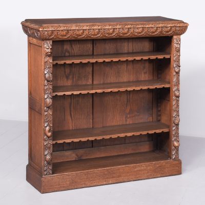 Neat Sized, Flemish Carved Oak 19th Century Open Bookcase - Image 2