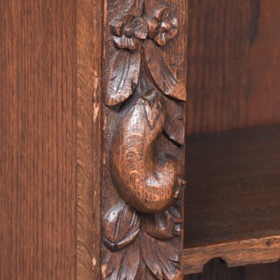 Neat Sized, Flemish Carved Oak 19th Century Open Bookcase - Image 4