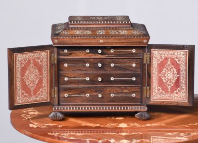 Exceptional Victorian Mother-of-Pearl Inlaid Rosewood Cabinet - Image 7