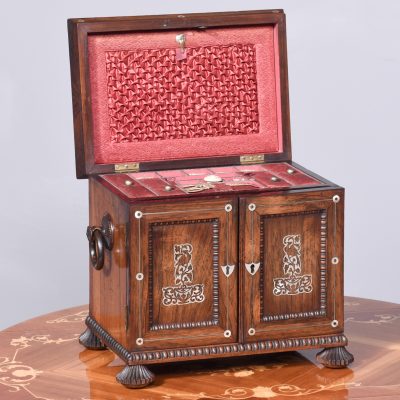 Exceptional Victorian Mother-of-Pearl Inlaid Rosewood Cabinet - Image 12