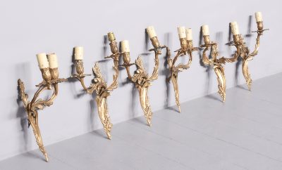 Set of 6 Cast Brass Wall Sconces - Image 7