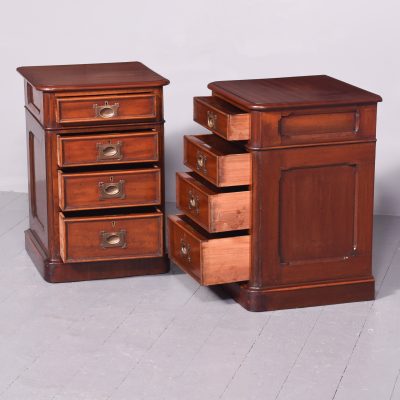 Pair of Victorian Mahogany Small Chest of Drawers/Bedside Lockers with Military Handles - Image 2