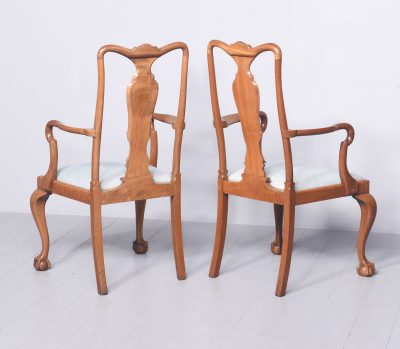 Quality Pair of Mahogany Queen Anne Style Arm Chairs - Image 10