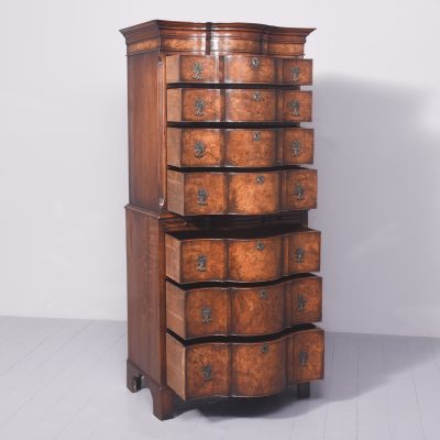 George II Style Burr Walnut Chest on Chest - Image 7