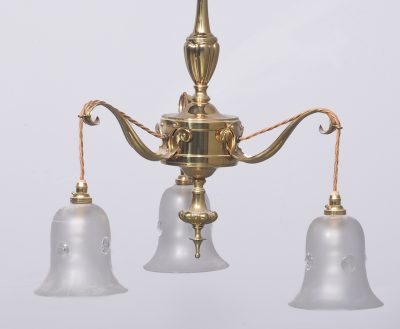 Edwardian Brass Rise & Fall Light Fitting - Image 2