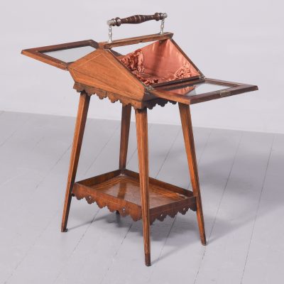 Sheraton Style Glazed Sewing Table - Image 12