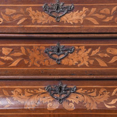 Early 19th Century Dutch Marquetry Inlaid Mahogany Bookcase on Chest - Image 11