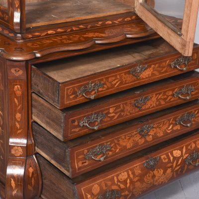 Early 19th Century Dutch Marquetry Inlaid Mahogany Bookcase on Chest - Image 16