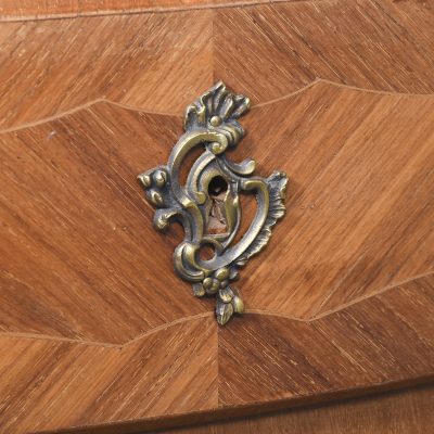 French Serpentine-Front Marble-Top Kingwood and Walnut Commode - Image 6