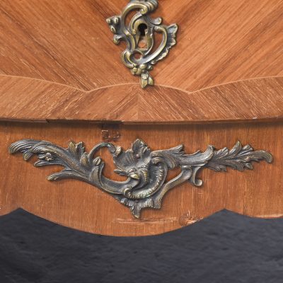 French Serpentine-Front Marble-Top Kingwood and Walnut Commode - Image 7