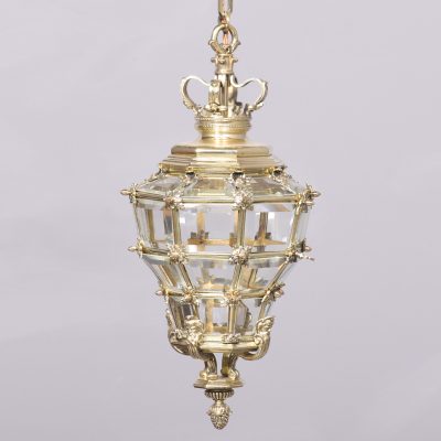 Neat Pair of Hexagonal & Faceted Ormolu Lanterns - Image 2