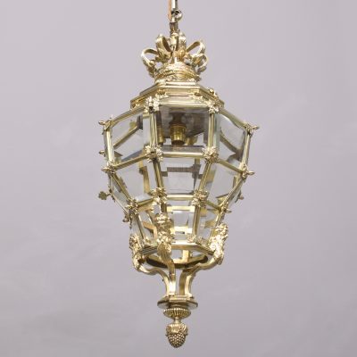 Large Pair of Hexagonal & Faceted Ormolu Lanterns - Image 9