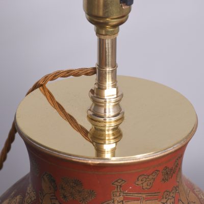 Hand-Painted Gilt-Decorated, Dark Red Japanese Porcelain Vase Converted to A Lamp - Image 3