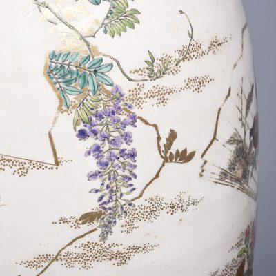 Tall Japanese 19th Century Hand-Painted Satsuma Vase Converted to Lamp - Image 9