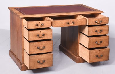 Late Victorian Oak Kneehole Writing Desk - Image 7