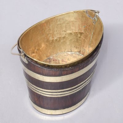 Quality Mahogany and Brass Navette Bucket - Image 6