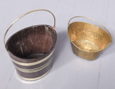 Quality Mahogany and Brass Navette Bucket - Image 8