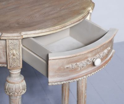 Pair Of Louis XV Style Painted, Carved Hardwood Demi-Lune Tables - Image 9