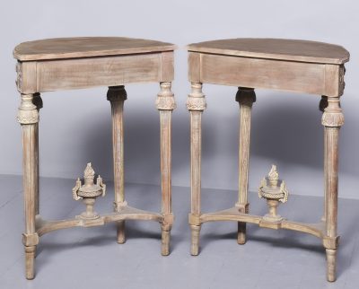 Pair Of Louis XV Style Painted, Carved Hardwood Demi-Lune Tables - Image 11