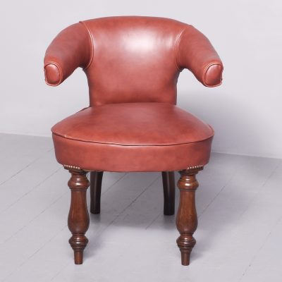 Victorian Mahogany Leather Upholstered Cock-Fighting or Office Chair - Image 6