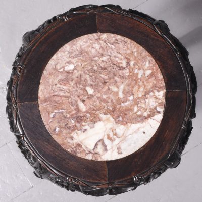 Qing Period Antique Chinese Carved Hardwood Marble Top Stand - Image 6