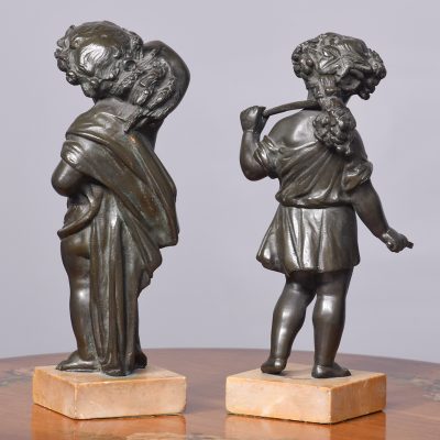 A Pair of French Patinated Allegorical Bronze Figures of Putti At Harvest Time - Image 6