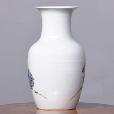 Chinese Famille Rose Baluster-Shaped Hand-Painted Porcelain Vase - Image 6