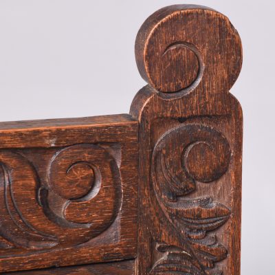 Victorian Jacobean Style Carved Oak Box Settle or Hall Bench - Image 2