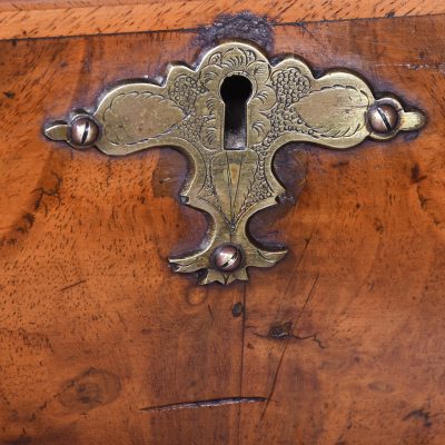 Early 19th Century Dutch Crossbanded Walnut Bombe-Front Chest Of Drawers With Brushing Slide - Image 2