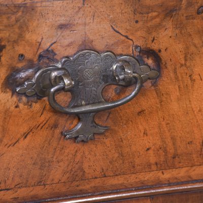 Early 19th Century Dutch Crossbanded Walnut Bombe-Front Chest Of Drawers With Brushing Slide - Image 3