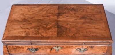 Early 19th Century Dutch Crossbanded Walnut Bombe-Front Chest Of Drawers With Brushing Slide - Image 5