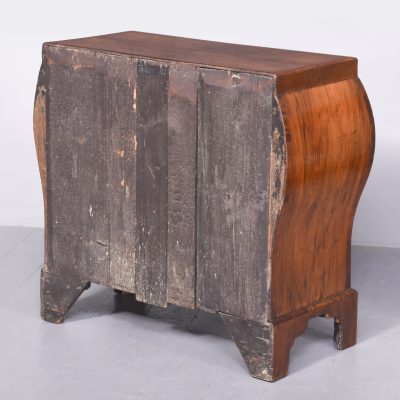 Early 19th Century Dutch Crossbanded Walnut Bombe-Front Chest Of Drawers With Brushing Slide - Image 8