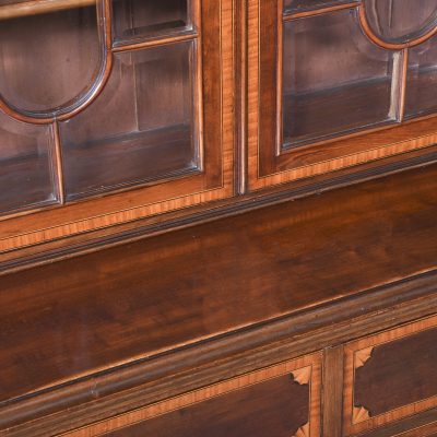 Outstanding Quality Edwardian Sheraton-Style Inlaid Mahogany Cabinet Bookcase, Possibly Maple And Co - Image 5