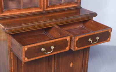 Outstanding Quality Edwardian Sheraton-Style Inlaid Mahogany Cabinet Bookcase, Possibly Maple And Co - Image 11