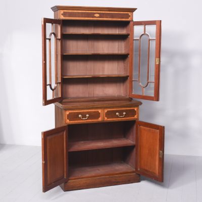 Outstanding Quality Edwardian Sheraton-Style Inlaid Mahogany Cabinet Bookcase, Possibly Maple And Co - Image 12