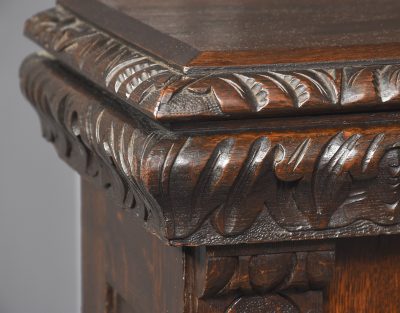 Mid-Victorian Flemish Profusely Carved Breakfront Glazed Bookcase - Image 2