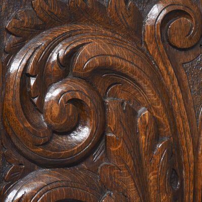 Mid-Victorian Flemish Profusely Carved Breakfront Glazed Bookcase - Image 7