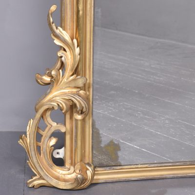 Mid Victorian Carved Giltwood Overmantel Mirror with Original Water Gilding - Image 4