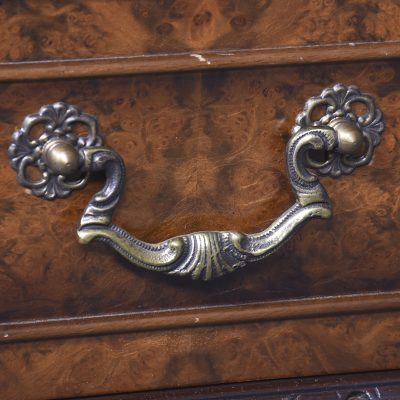 Georgian-Style Burr Walnut Glazed Display Cabinet on A Carved Stand - Image 6