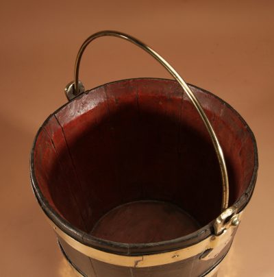 Coopered Brass Bound Oak Bucket Dutch 19th Century.  - Image 8