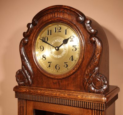 Art Nouveau / Art Deco German Oak Longcase Clock Black Forest Circa 1925 - Image 2