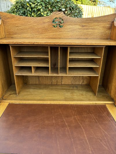 Arts & Crafts Oak Students Bureau Bookcase - Image 8