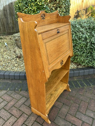 Arts & Crafts Oak Students Bureau Bookcase - Image 6